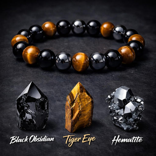 Black Obsidian Hematite Triple Protection Companion Bracelet Set