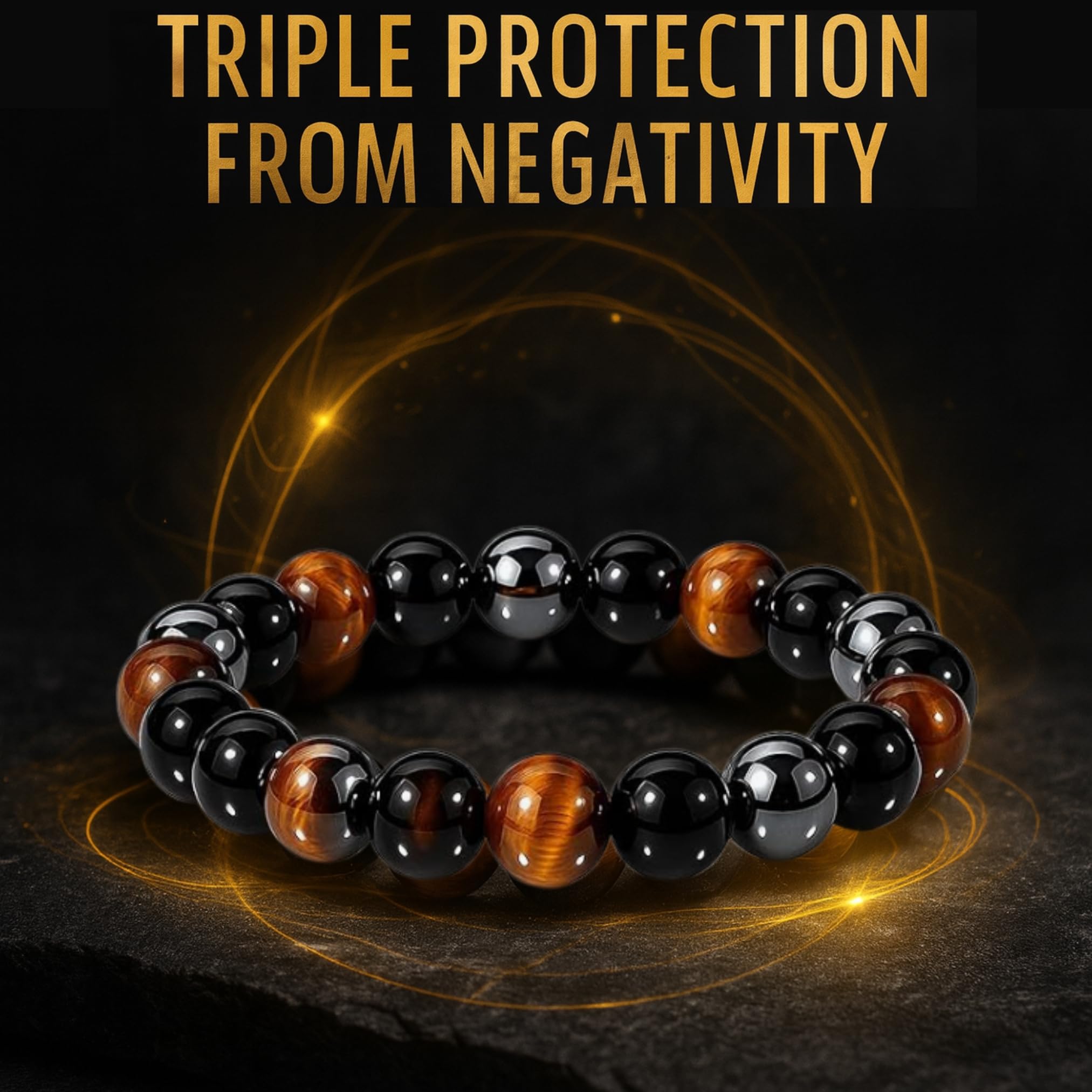 Black Obsidian Hematite Triple Protection Companion Bracelet Set